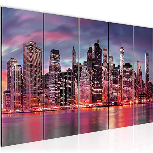 Runa Art Tableau mural XXL New York City 200 x 80 cm Rose 5 Parties - 010555b