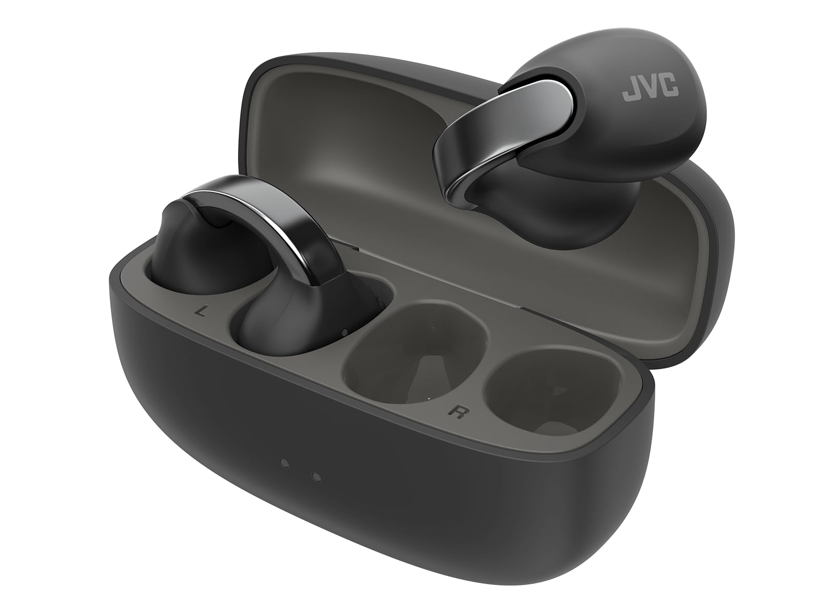 JVC Auriculares Inalámbricos Bluetooth | 24h de Batería y Carga Rápida | Auriculares Oreja Abierta | Ligeros y Resistentes al Agua | Deportivos con IPX4 y Control Táctil - HA-NP1T Negro
