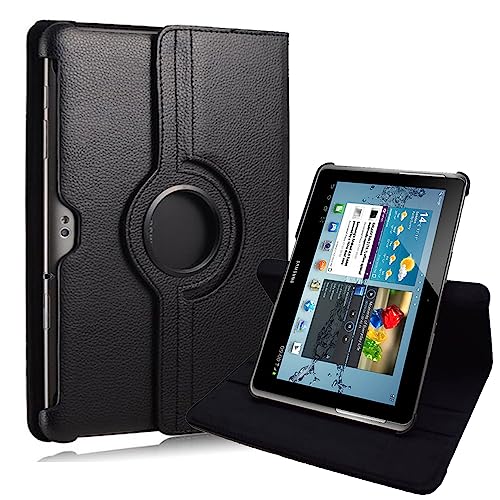 Kuesn Tab 2 10.1 gt-p5100 p5110 Cover case-Folio flip Book Cover case for Samsung Galaxy tab 2 10.1 Elastic Band Closure pu Leather Stand Cover (Black)