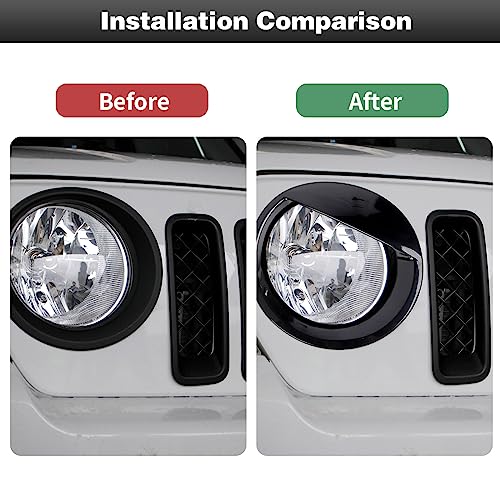 Image of CheroCar for Jeep Patriot Grille Grill Insert & Headlight Turn Light Cover Trim Exterior Accessories for Jeep Patriot 2011-2016,Black Without Mesh