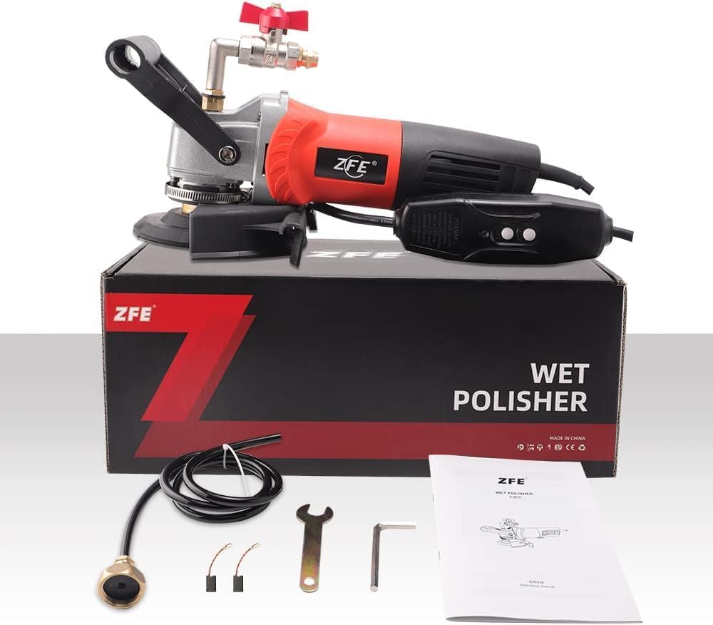 800W/110V Variable Speed 4'' Wet Polisher / Grinder & Granite Diamond Polishing Pads Concrete Polisher Stone Polisher for Granite/Marble/Concrete/Stones (PA0001000-2)