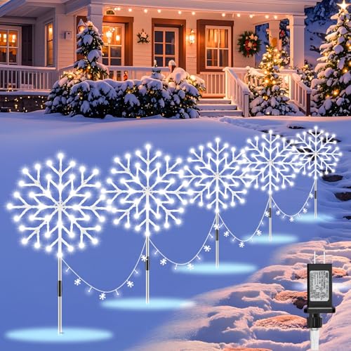 Large Outdoor Snowflake Christmas Lights for Yard Pathway Decorations