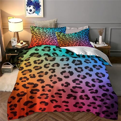 Housse de couette arc-en-ciel 200x200cm en microfibre 3D avec taies - 6