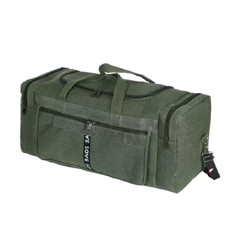 Travel Luggage Bag Gym Handbag Large Capacity Business Trip Sports Portable Multifunction Canvas Luggage Duffel Bags Men's Pack(Green L)