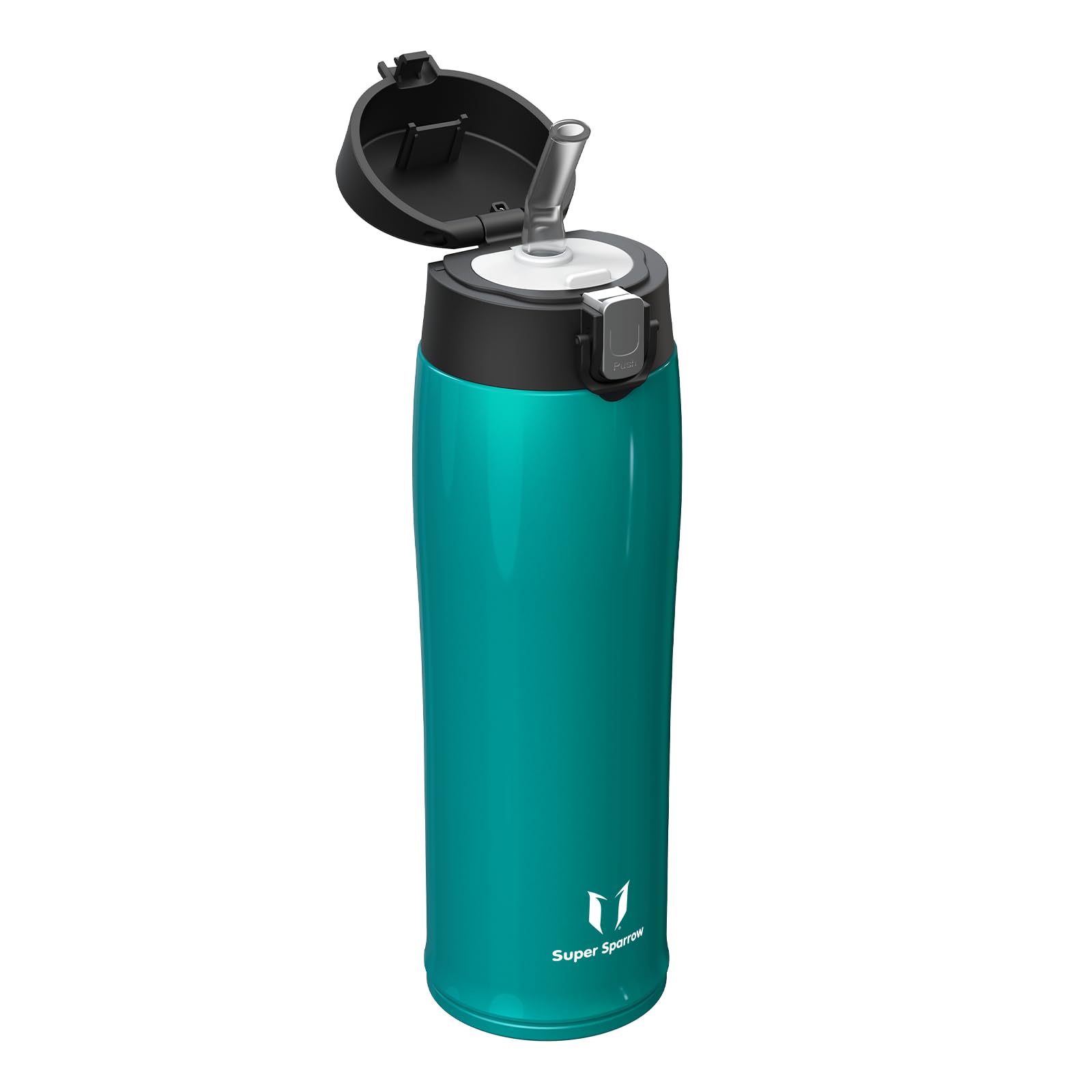 Super Sparrow Borraccia con Cannuccia, Acciaio Inox Bottiglia Termica - 350ml, 500ml, 750ml - Senza BPA Tazza Termica, Bottiglia Termica per Bambini, Scuola, Sportiva, Campeggio