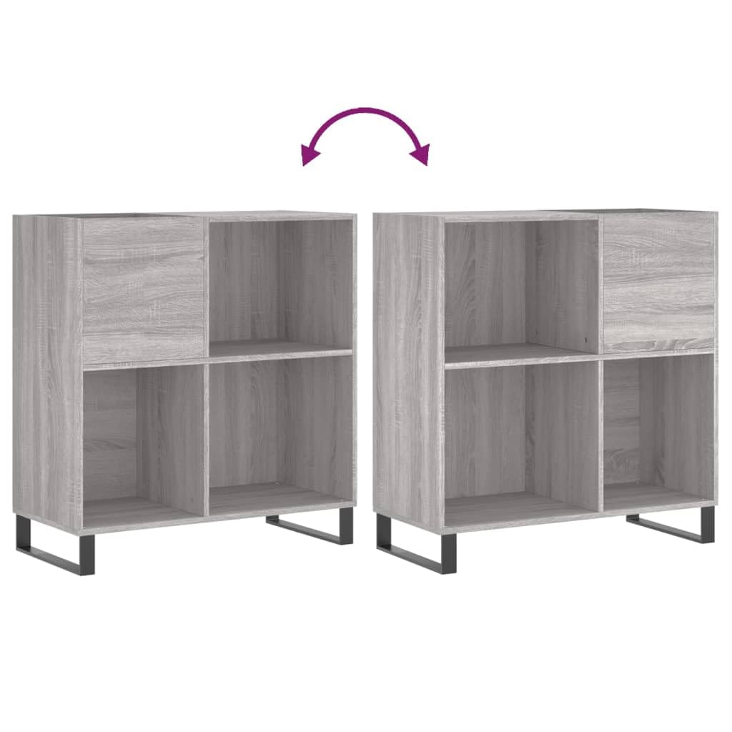 Armadio per dischi grigio Sonoma, 84,5 x 38 x 89 cm, scaffale in vinile | Elegante contenitore per LP per il soggiorno con robuste gambe in ferro e molto spazio per giradischi.