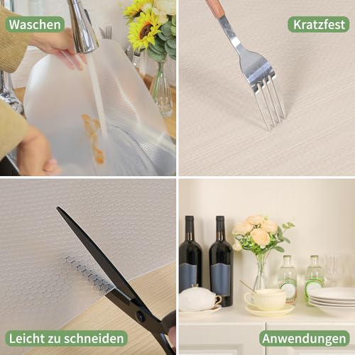 wohomuke Schubladenmatte 60x600cm küche matte für schubladen schubladeneinlage zuschneidbar EVA Kühlschrankmatten Für Schubladen Regale Schrank Kühlschrank(Transparent,60x600cm)