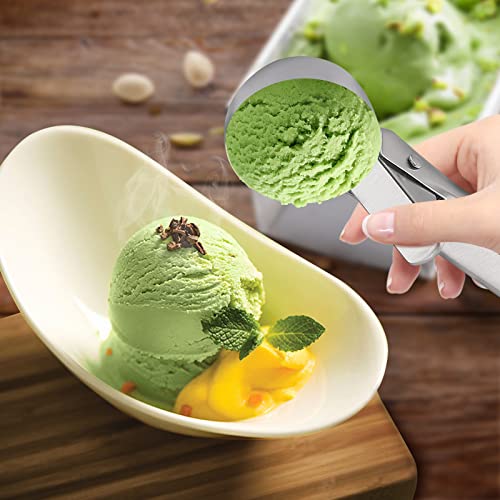 Ice Cream Scoop Stainless Steel Ice Cream Scooper Metal Ice Cream Scoops With Trigger, Perfect For Frozen Yogurt, Gelatos, Sundaes (Medium Silver) (Silver Style 1) (Silver) #TOP3