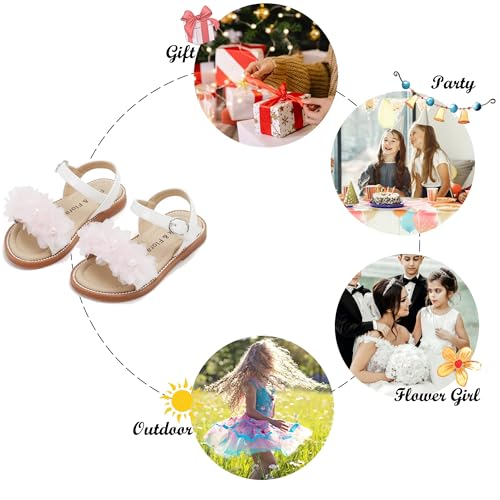Image of Felix & Flora Toddler Girl Sandals - Little Girl Easter Dress Shoes Lightweight Open Toe Beach Holiday Flats