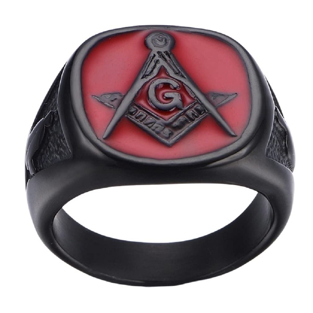 Masonic Ring For Men – Freemason Symbol Stainless Steel Signet Ring, Religious Amulet Jewelry - View #7