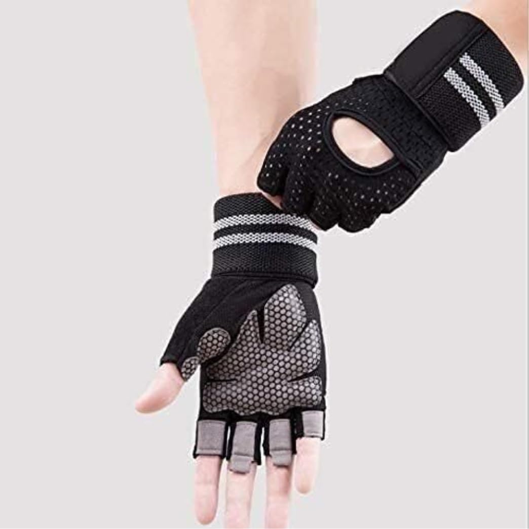 Gants de Cyclisme Gants pour Hommes Gants De Sport Fitness Entraînement Gants De Gymnastique pour Hommes Femmes Demi Doigt Gant Velo (Color : Black, Size : Large)