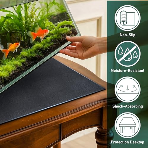 Image of Aquarium Leveling Mat 2PCS /Set Neoprene Non-Slip Shockproof Fish Tank Pad Waterproof Textured Surface for Uneven Surfaces Durable Fish Tank Mat with Easy-Cut Edges (No Glue, 24x12 Inch)