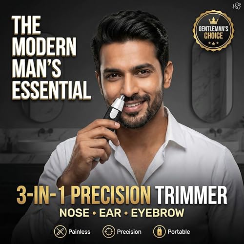 Image of 3-in-1 Electric Nose & Ear Hair Trimmer for Men & Women, Dual-Edge Blades Painless Nose, Ear & Eyebrow Hair Remover, Flawless Electronic Grooming Tool