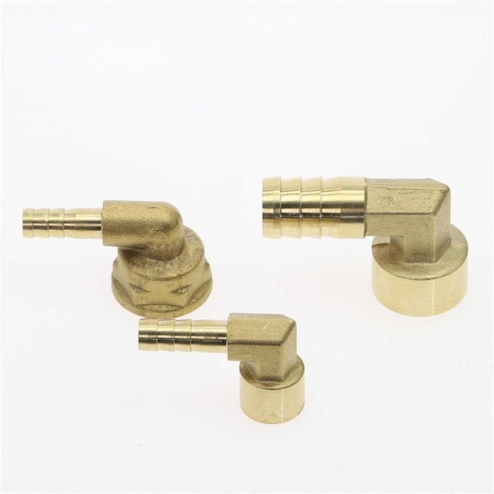 Conector de acoplamiento de latón con codo y púas de 8~16 mm para manguera x 1/4" 3/8" 1/2" con rosca hembra, adaptador de 1/8".