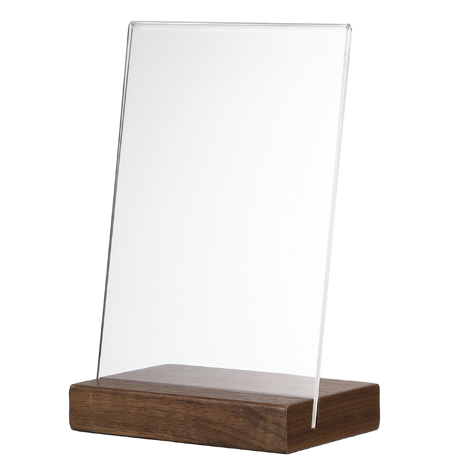 PATIKIL 4" x 6" Acrylic Sign, L-Shape Acrylic Sign Holders with Wood Base Slant Back Design A6 Clear Table Display Menu Paper Stand Holder for Wedding Store Office Hotel