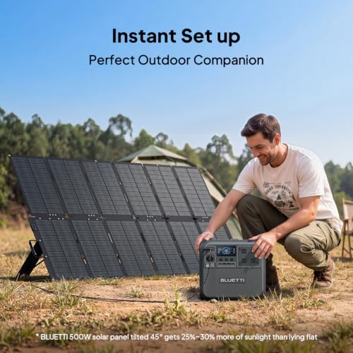 Image of BLUETTI 500W Portable Solar Panel, 25% High Efficiency, IP67 Waterproof | for Power Station Elite 300 /Elite 400 /Apex 300 with Adjustable Kickstand, Foldable Solar Power Backup for RV, Outdoor Camping