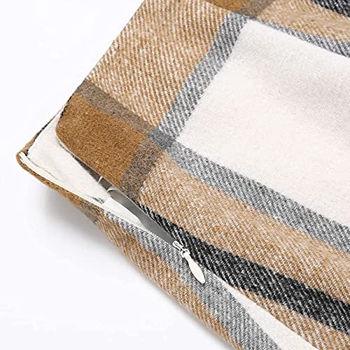 Pencil Skirt for Women Plaid Casual High Waisted Bodycon Mini Skirt Vintage Wool Tweed Plaid Mini Skirt3