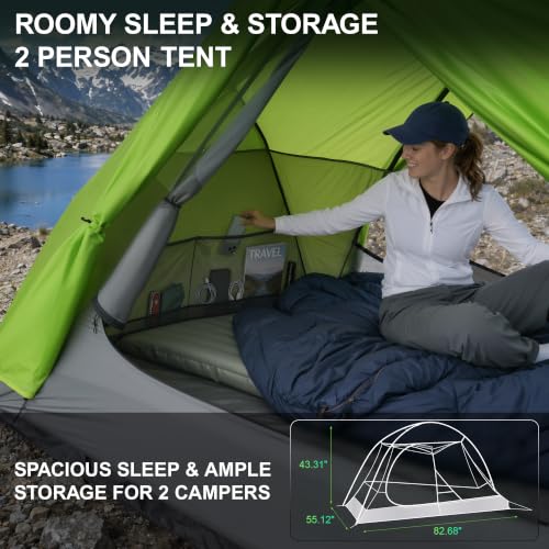 Cantuo Tienda de Campaña para 2-3 Personas de Nylon 20D Ultraligera 4 Estaciones 4.34 libras con Cubierta de Piso Impermeable y Resistente al Viento para Mochileros miniatura 3