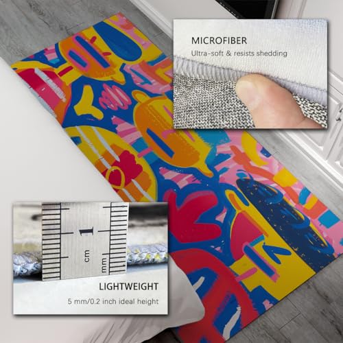 Tapis de sol mince 5mm abstrait graffiti multicolore pour bureau - 6