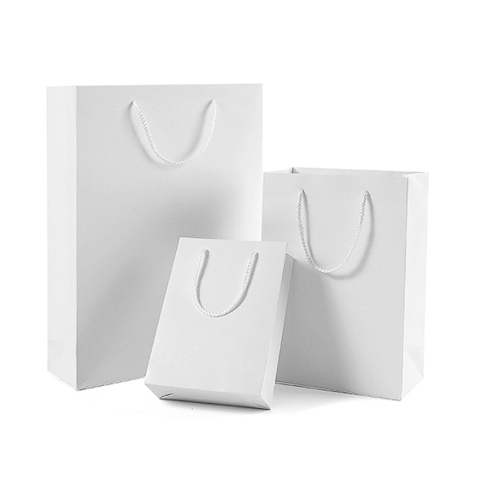 20er-Pack robuste Tragetaschen aus weißem Karton for Bekleidungsverpackungen, Brillen und Kosmetiktaschen mit Baumwollseilgriff(25 * 13 * 32cm)