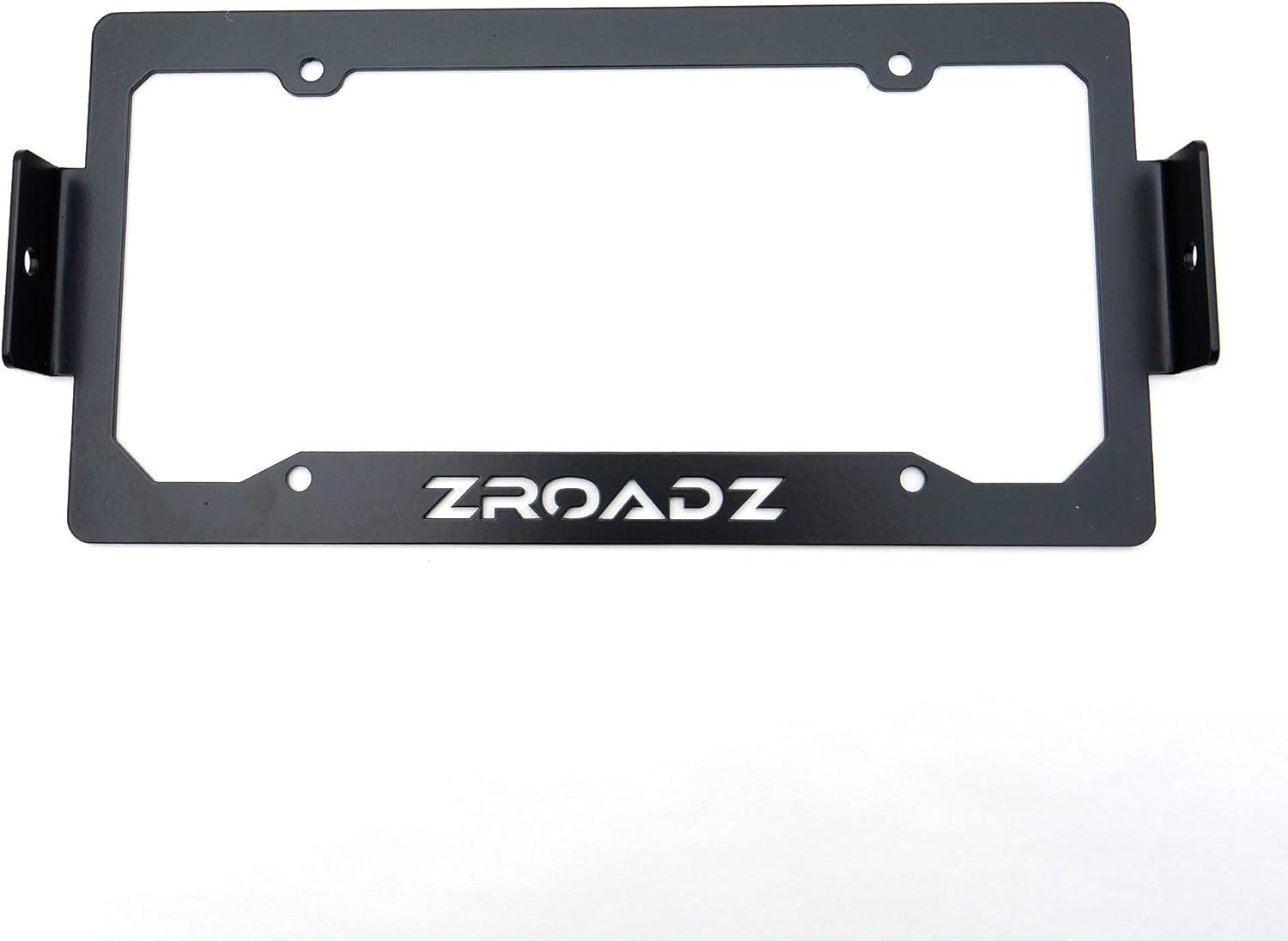 ZROADZ Universal LED License Plate Frame Bracket ONLY- Black Mild Steel - Bolt-on No Drilling Required - Mounts (2) 3 Inch ZROADZ or Similar Style LED Pod Lights PN#Z310005