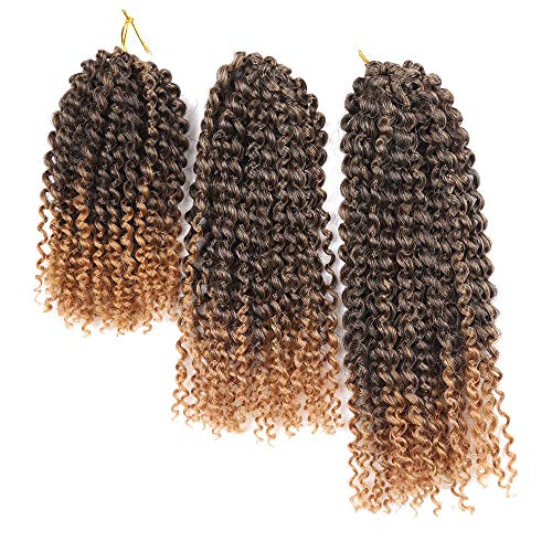 8 10 12 Inch 3pc/pack Kinky Curly Twist Crochet Braids Mali Bob Afro Crochet Hair Ombre Crochet Braiding Marleybob Jerry Curly Weaves 3Packs (T30)