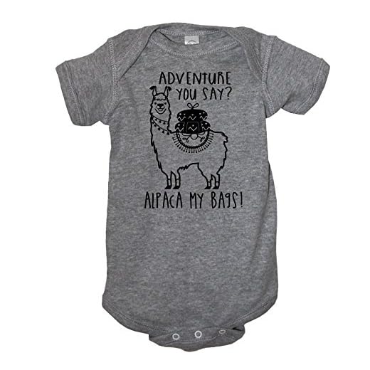 It's Your Day Clothing AdventureYou Say Alpaca My Bags Baby Boy Girl Clothes Llama Funny Announcement Shower Bodysuit (Newborn) Heather Gray