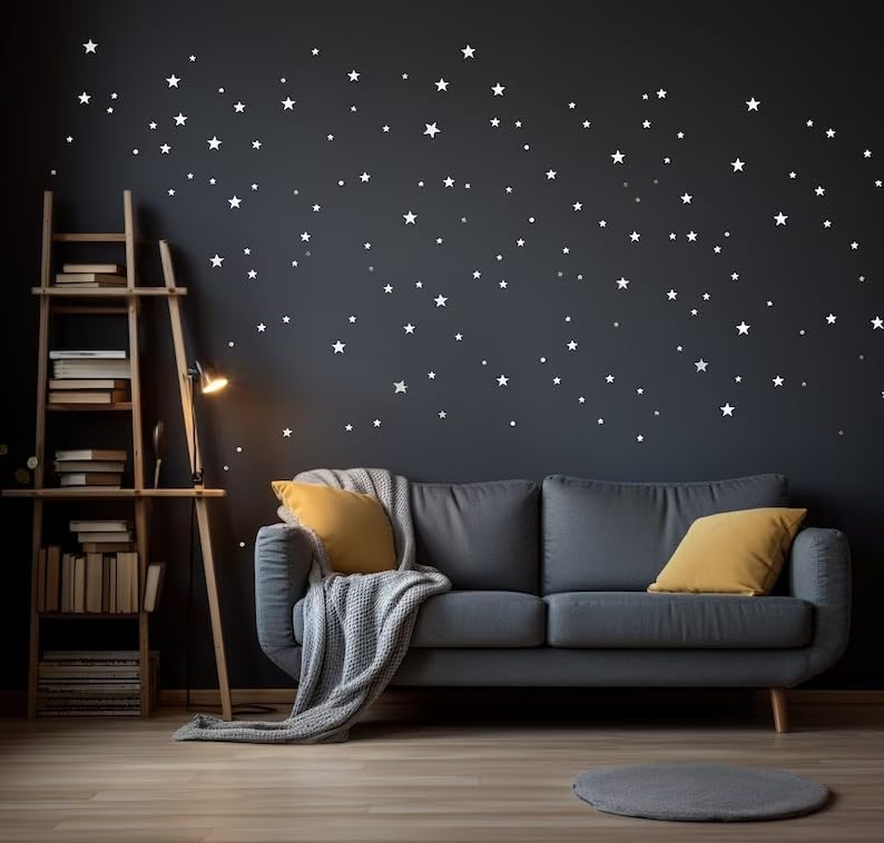 Décoration de chambre d'enfant stickers 500 étoiles blanches autocollant mural