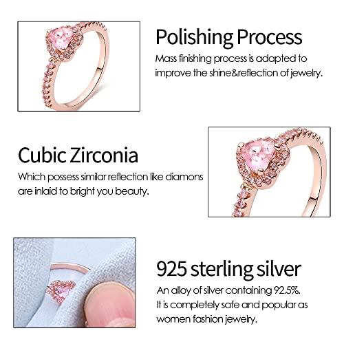 KUNSIR 925 Silver Cubic Zirconia Ring Size 7-9 Wedding Band Sterling Silver Eternity Ring Modern Style3