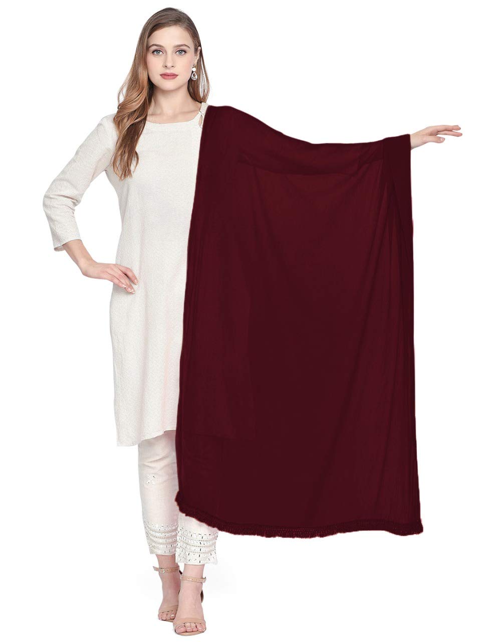Woman's Maroon Chiffon Dupatta