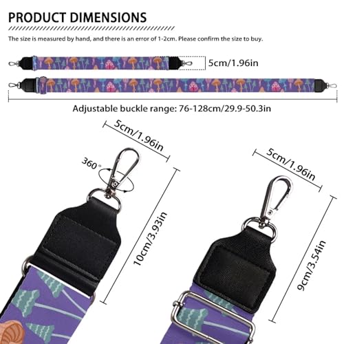 Image of TODIYADDU Colorful Mushrooms Handbag Strap with Cute Pattern Handbag Straps Long Strap Purse Wide Shoulder Strap Fit for Wallet Photography Enthusiast for Valentine's Day Travel Fit for Canvas Bag