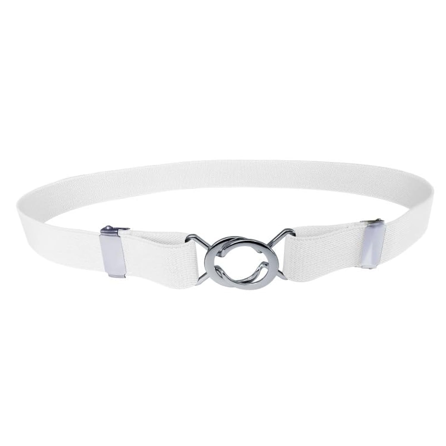 Wannge Women's White Skinny Elastic Waist Belt Stretch Retro Waistband For Jeans Trousers Dresses