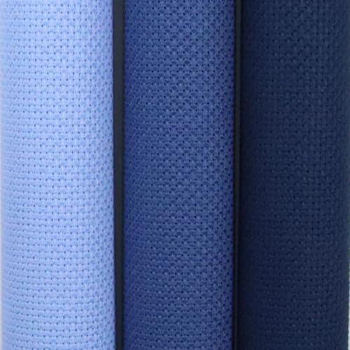 Image of KCS 3 pc of 15 inch x 18 inch(38cmx45cm) 14 Count Cross Stitch Cotton Aida Cloth Needlework Rolled Fabric Box,14CT,Light Blue+Jeans Blue+Navy Blue