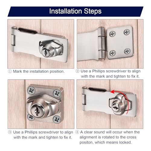 Image of PATIKIL Keyed Hasp Locks, 2 Pack 4 Inch Twist Knob Locking Hasp Zinc Alloy Safety Hasp Latches with Keys Keyed Alike for Cabinet Small Door, Bronze