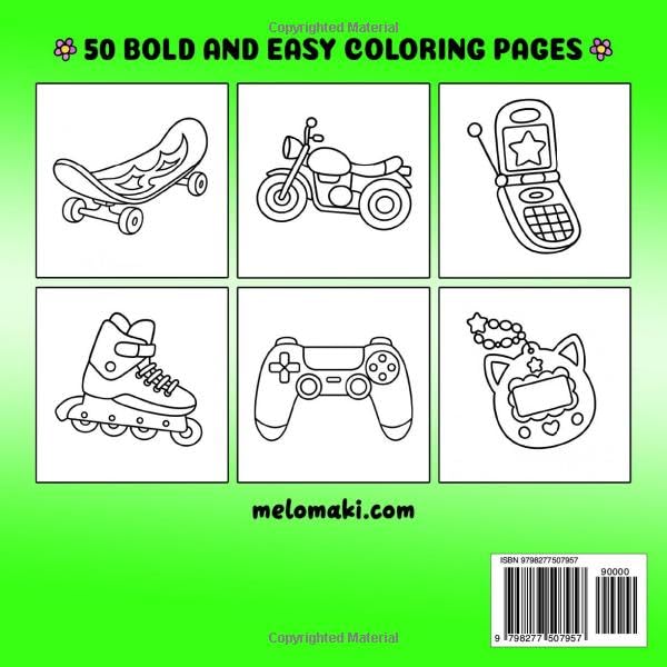 Miniatura 2 de 90s Nostalgia Bold & Easy Coloring Book Featuring Retro-Themed Illustrations, Suitable for Both Adults & Kids