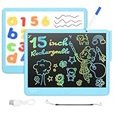 15 Inch LCD Writing Tablet for Kids Colorful Screen Rechargeable Doodle Board Magnetic Whiteboard Multi Function Educational Toys Gifts for Boys Girls