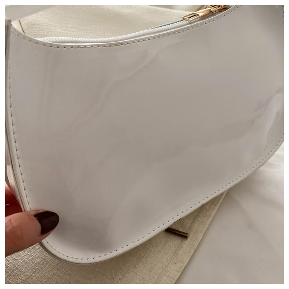 Patent Leather Clutch Purse Shiny Evening Handbags for Women Armpit Shoulder Bag MINI Hobos: Rose