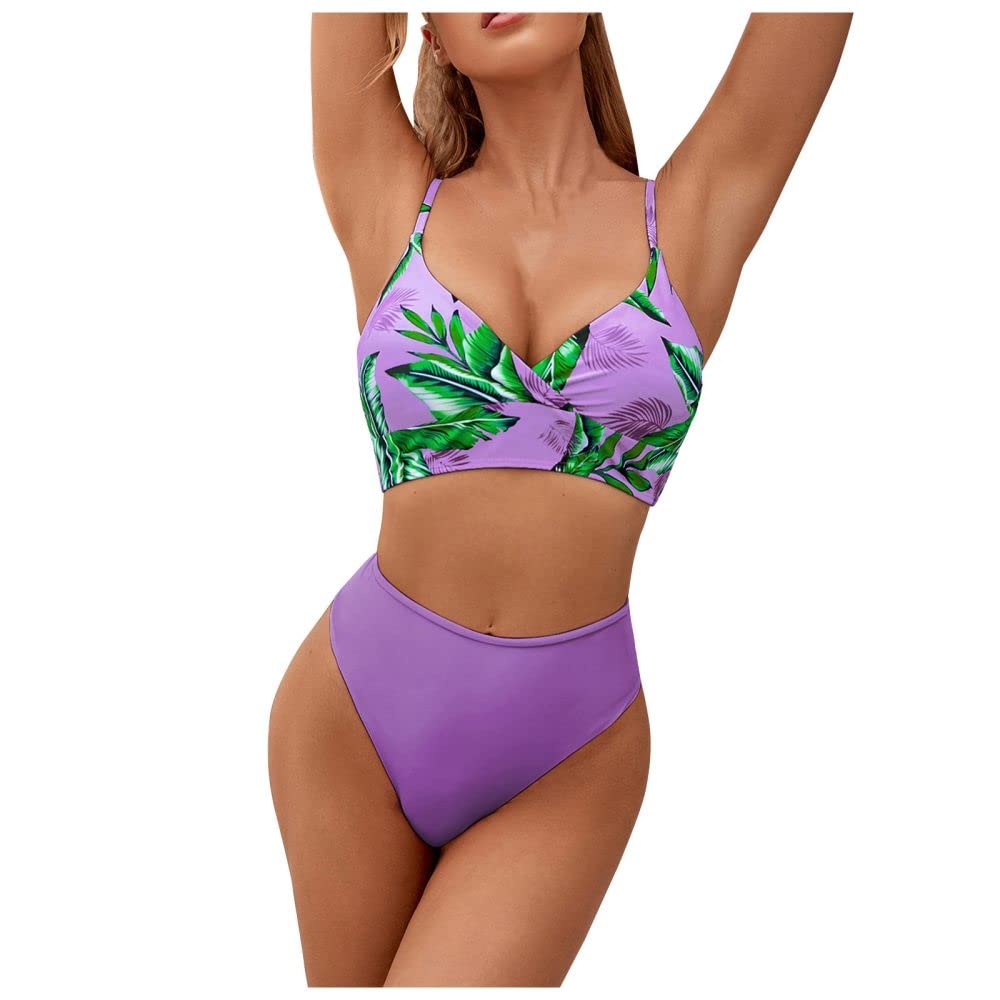 Women Two Piece Swimsuit - Swimwear Women Fashion Sexy Bikini Woman Solid Color Off Shoulder Casual Women'S Swimsuit Costume For Summer Holiday Beach Bathing Suit