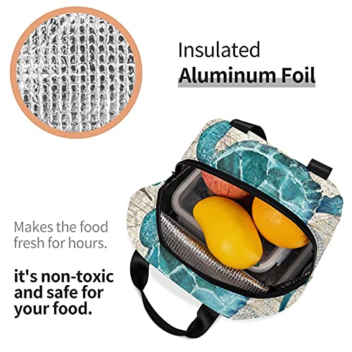 Gocerktr Marine Life Sea Turtle Lunch Bag Reusable Lunch Box Waterproof Thermal Tote Bag Lunch Container Cute Cooler Bag For Women Men Work/Travel/Picnic #TOP3