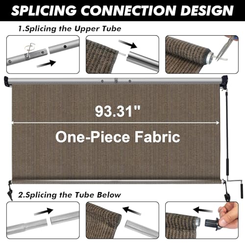 Image of Artpuch Patio Shades Roll Up Outdoor Roller Shade (8'Wx8'H), Cordless Exterior Roller Blinds Cloth for Porch Pergola Gazebo, Mocha