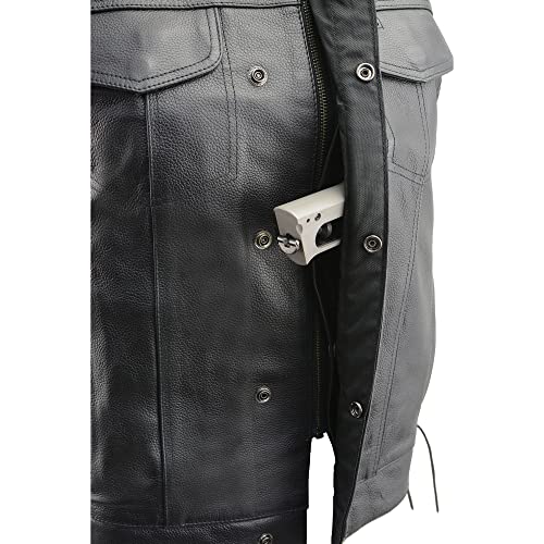 Milwaukee Leather Men's Side Lace Snap/Zip Front Leather Club Style Vest LKM37122
