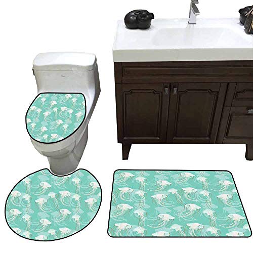 3 Piece Anti-Slip mat Set Jellyfish Jellyfish Transparent Poisonous Tentacle Organism Aquatic Animal