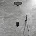 SHAMANDA Luxury Shower Set, Bathroom Single Handle Shower Faucet with Trim Valve Body Hand Shower Complete Kit, Premium Matte Black Rainfall Shower System, L70001-7
