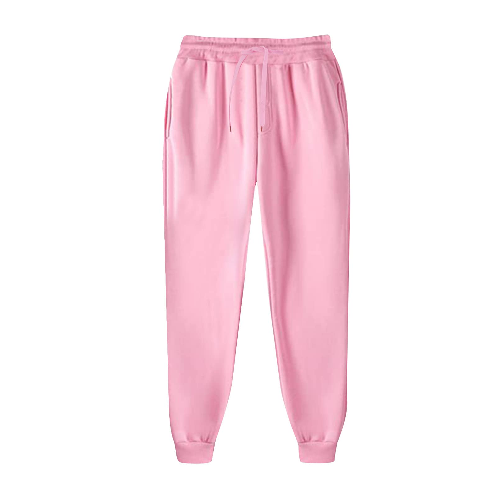 Sweatpants for Men Loose Fit,Mens Athletic Sweatpants Open Bottom Drawstring Waistband with Pockets Mens Sweatpants(Pink,Medium)