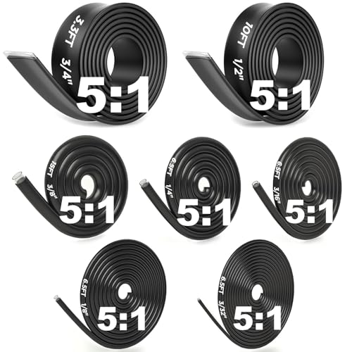 5:1 Heat Shrink Tubing Roll Kit, 5:1 Adhesive Lined, 7 Diameters, Total 54 Ft Marine Grade Dual Wall, Waterproof Electrical Wire Shrink Wrap Tubing – for Industrial & Automotive (Black)