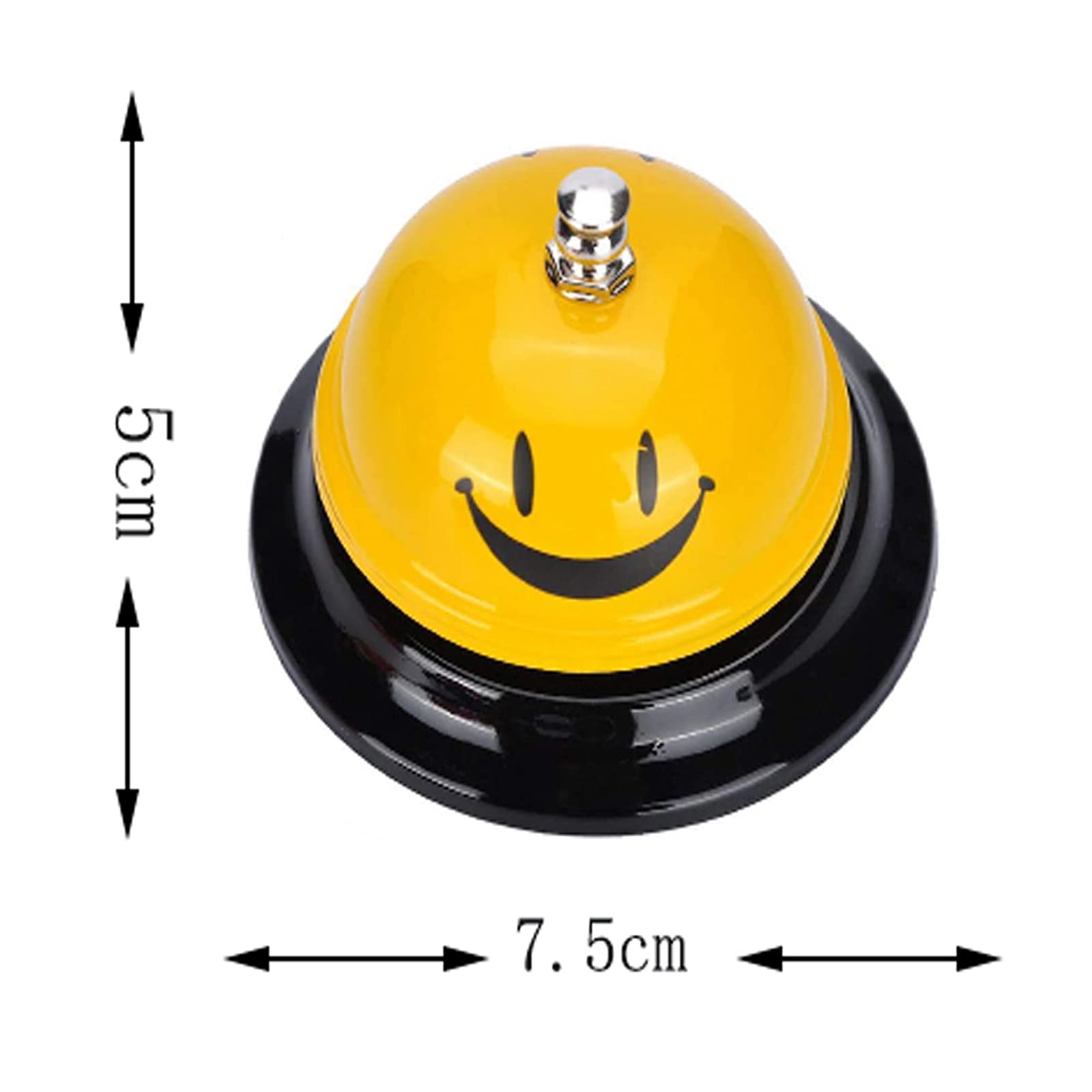 2 Stück Smiley Muster Tischglocke, Metall Tischglocke, Knackige Tischklingel, für Restaurant, Küche, Hotels, Bars.(Gelb)