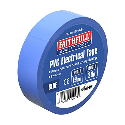 Faithfull FAITAPEPVCBL Blue PVC Electrical Tape 19 mm x 20 m