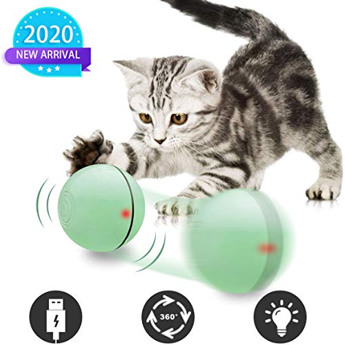 Funny Interactive Cat Toy Ball with LED Light USB Charging Rotate Scroll in