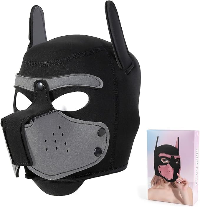 Adults Neoprene Puppy Hood Mask, Removable Cosplay Dog Full Face Pup ...