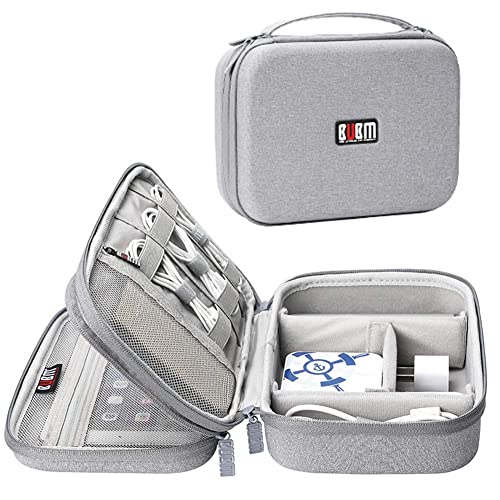 BUBM Electronic Organizer, Hard Shell Travel Gadget Case with Handle for Cables, USB Drives, Power Bank and More, Fit for iPad Mini